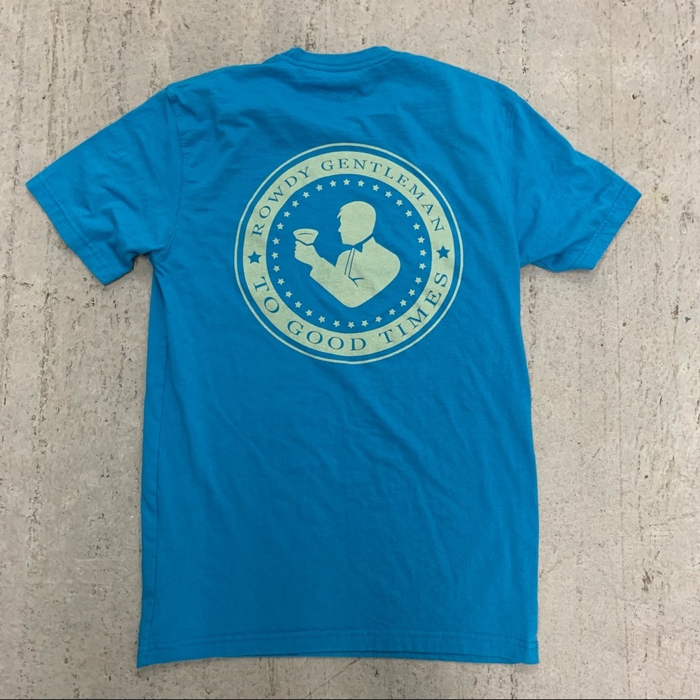 Rowdy Gentleman Men's Medium Original Logo Pocket T-Shirt Blue Teal  M